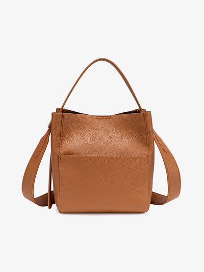 Supple Pebbled Vegan Eco-Leather Bucket Clutch Bag