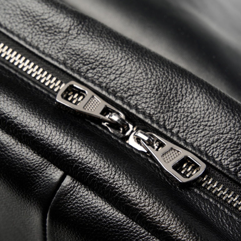 Minimalist Large Capacity Pebbled Genuine Leather Flap Backpack