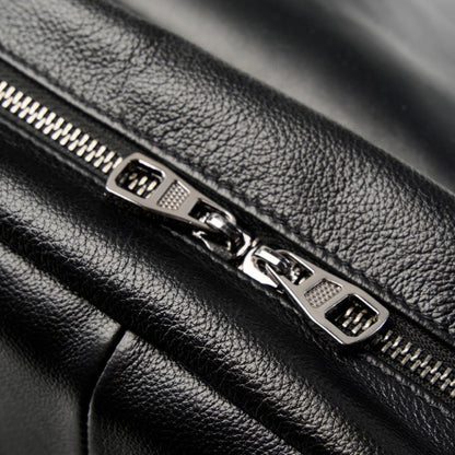 Minimalist Large Capacity Pebbled Genuine Leather Flap Backpack