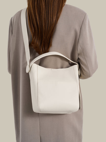 Supple Pebbled Vegan Eco-Leather Bucket Clutch Bag