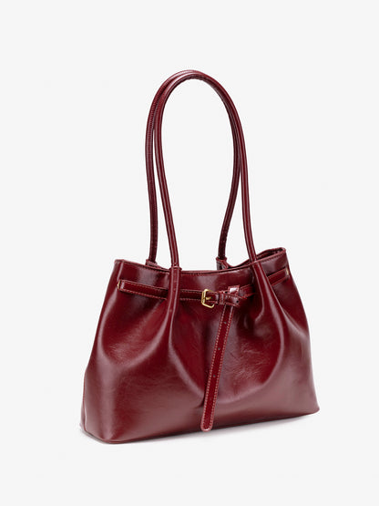 Minimalist Glossy Vegan Eco-Leather Tote Clutch Bag
