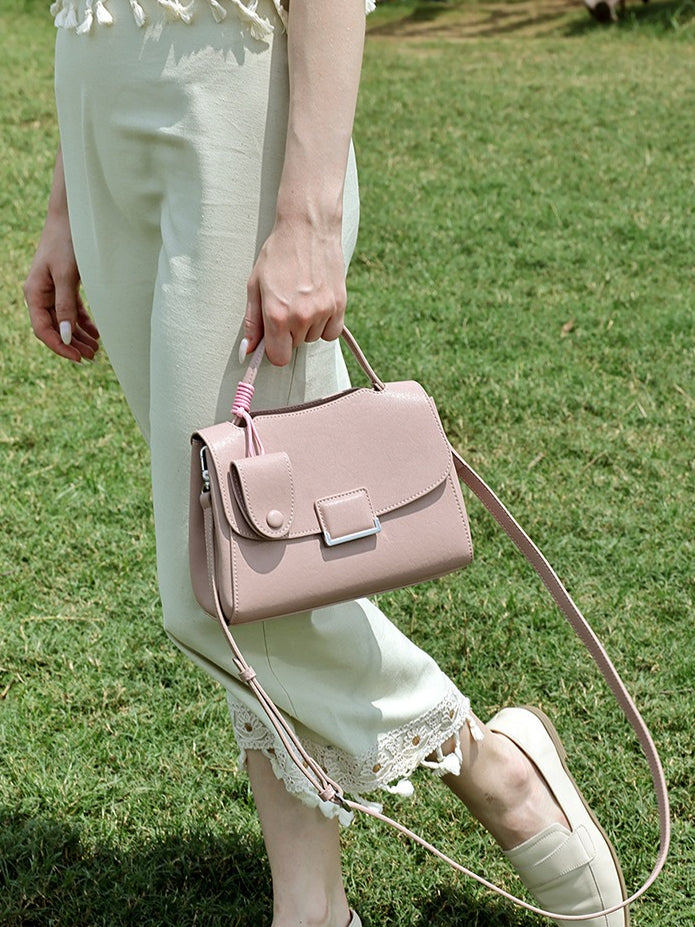 Chic Genuine Leather Square Flap Clutch Bag