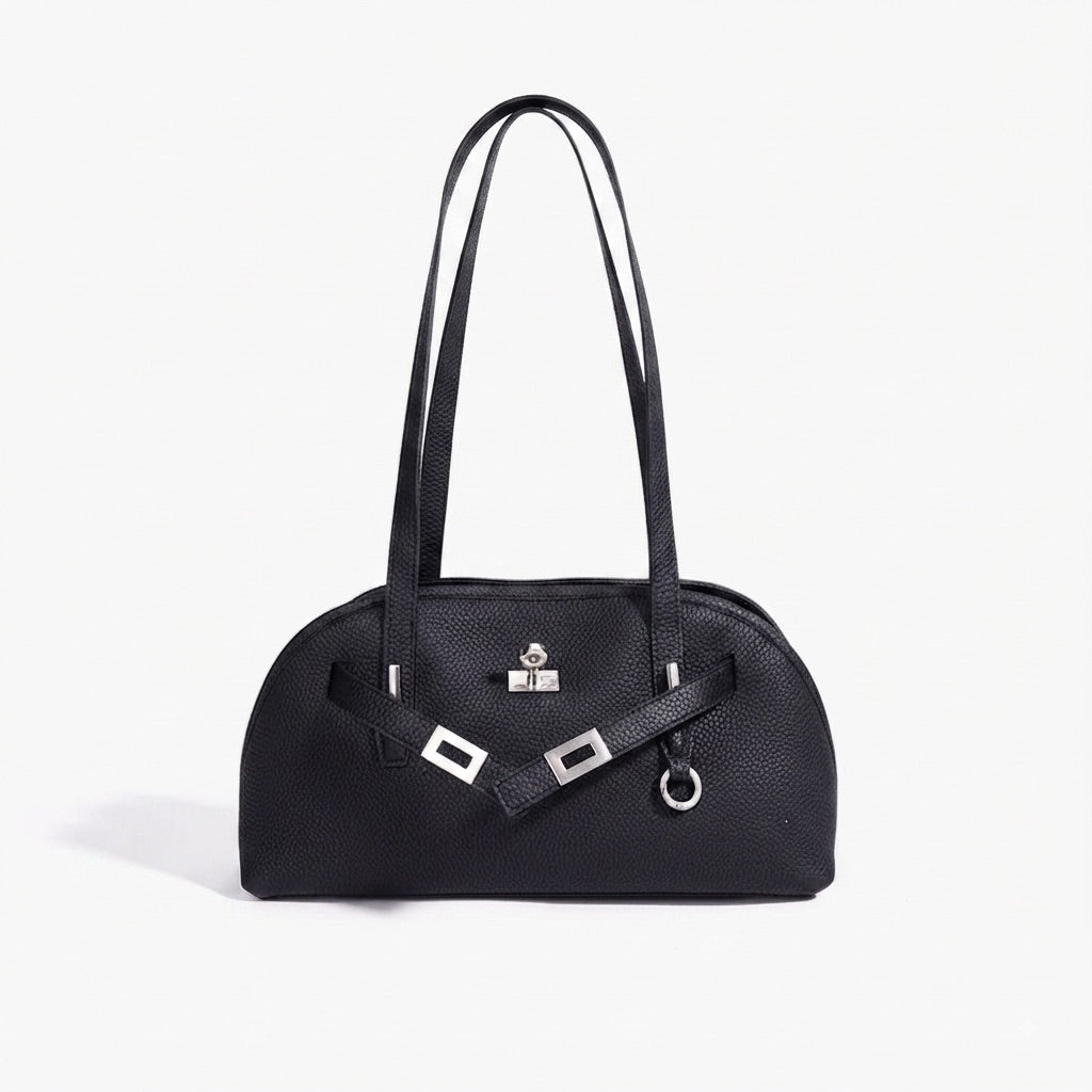 Borsa pochette a mezzaluna capiente in vera pelle dai colori vivaci