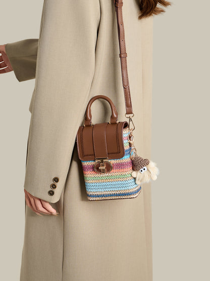 Artisan Multicolored Woven Vegan Eco-leather Mini Clutch Phone Bag