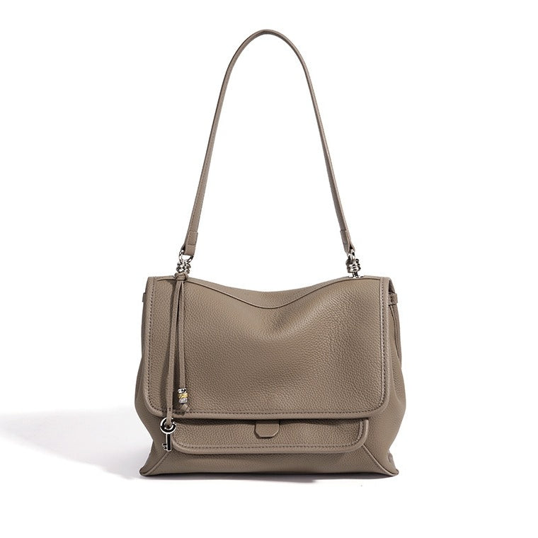 Slouchy Supple Genuine Leather Flap Messenger Clutch Bag