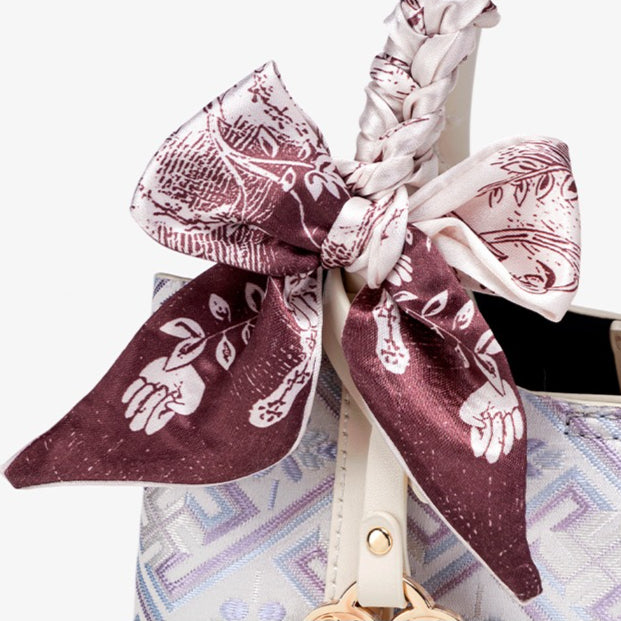 Oriental Brocade Motif Vegan Eco-Leather Mini Tote Clutch Bag
