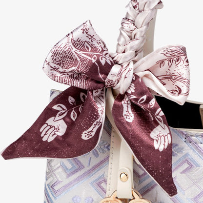 Oriental Brocade Motif Vegan Eco-Leather Mini Tote Clutch Bag