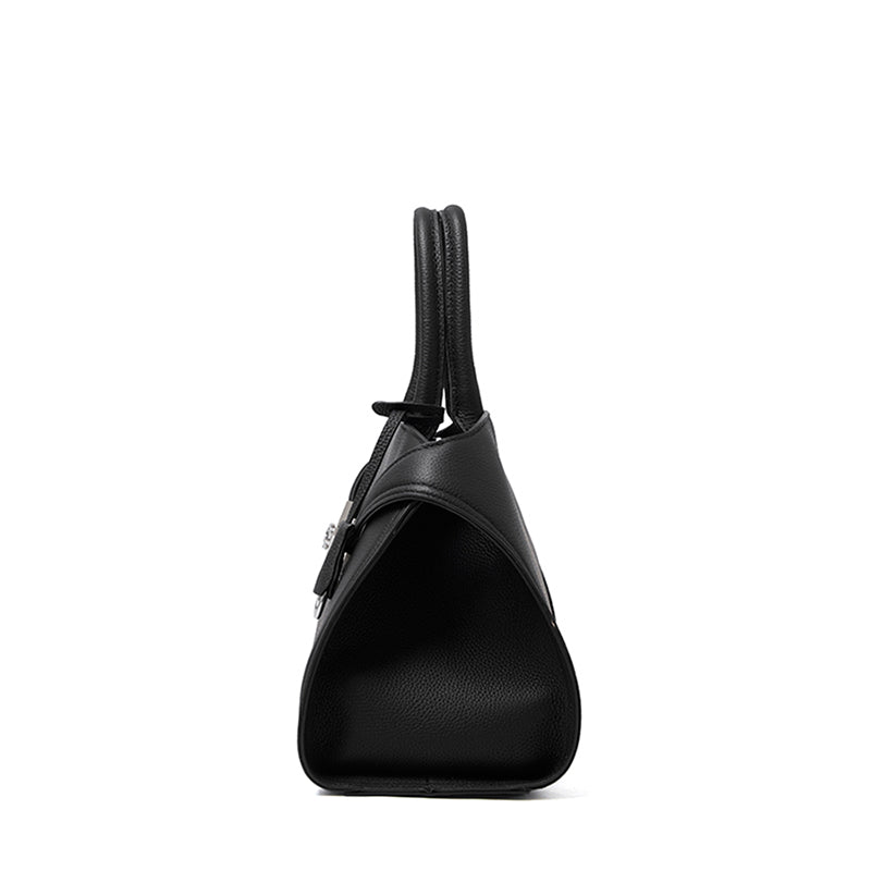 Borsa tote a tracolla di lusso retrò in vera pelle effetto litchi con doppia fibbia