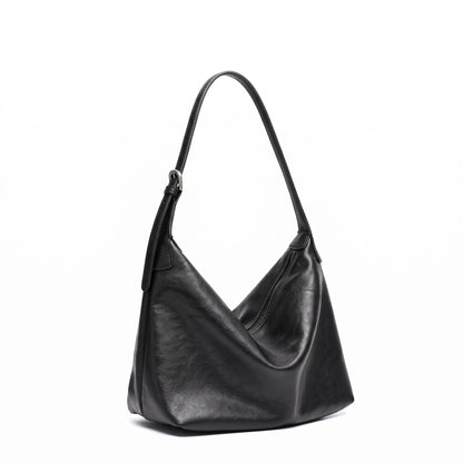 Supple Slouchy Genuine Leather Crescent Hobo Clutch Bag