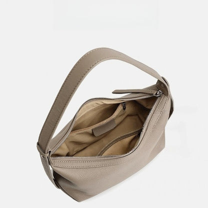 Casual Slouchy Pebbled Genuine Leather Hobo Clutch Bag