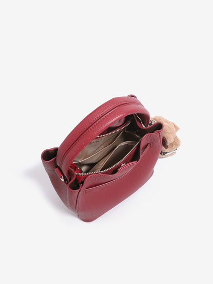 Minimalist Vegan Eco-Leather Mini Bucket Clutch Bag with Lovely Dog Charm