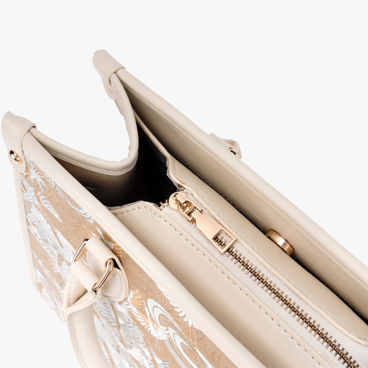 Artisanal Crane Motif Vegan Eco-Leather Tote Clutch Bag