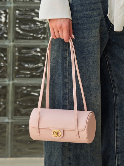 Nostalgic Caviar Genuine Leather Baguette Tube Clutch Bag