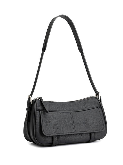 Mellow Pebbled Genuine Leather Flap Baguette Clutch Bag