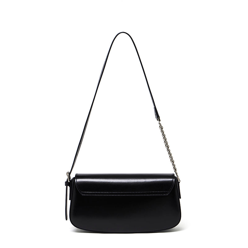 Minimalist Vintage Genuine Leather Baguette Saddle Bag