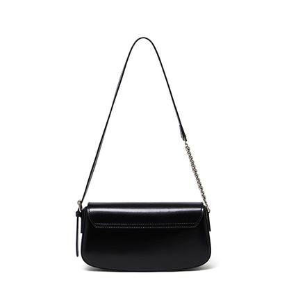 Minimalist Vintage Genuine Leather Baguette Saddle Bag
