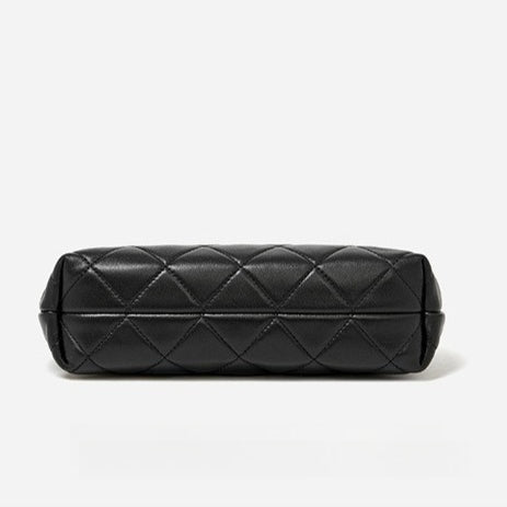 Classic Quilted Sheepskin Genuine Leather Chain Mini Tote Clutch Bag