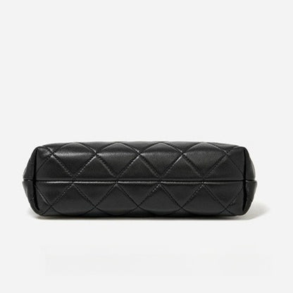 Classic Quilted Sheepskin Genuine Leather Chain Mini Tote Clutch Bag