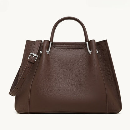 Women's Executive Trapezoid Genuine Leather Tote Bag