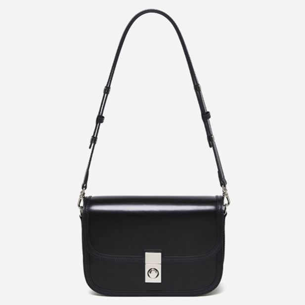 Vintage Sleek Plain Cowhide Genuine Leather Shoulder Messenger Bag