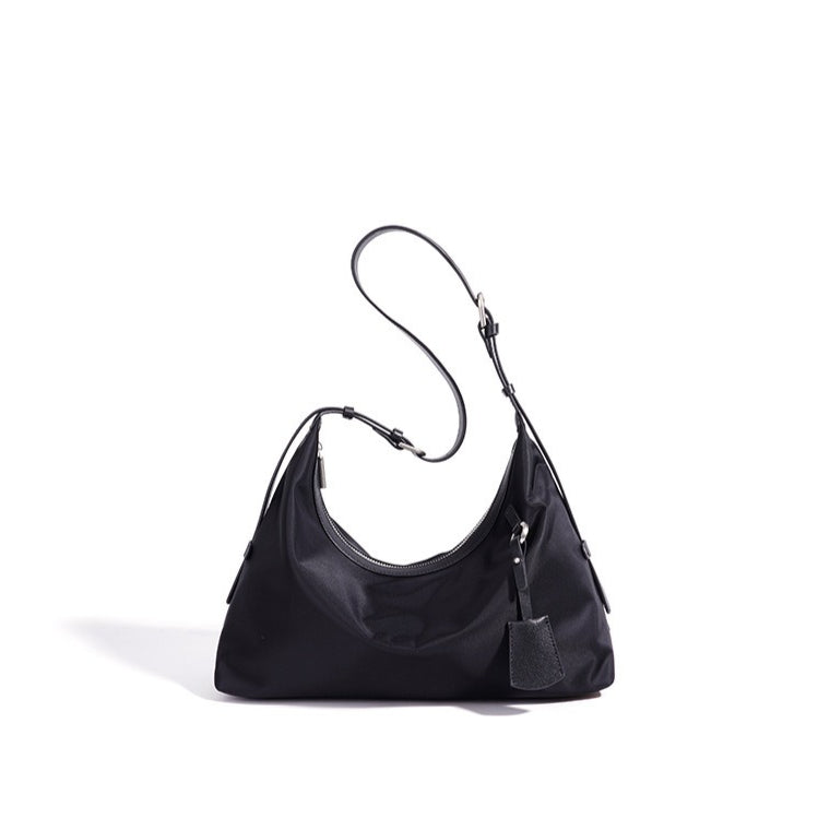 Slouchy Crescent Nylon Hobo Clutch Bag