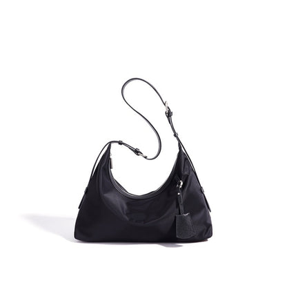 Slouchy Crescent Nylon Hobo Clutch Bag