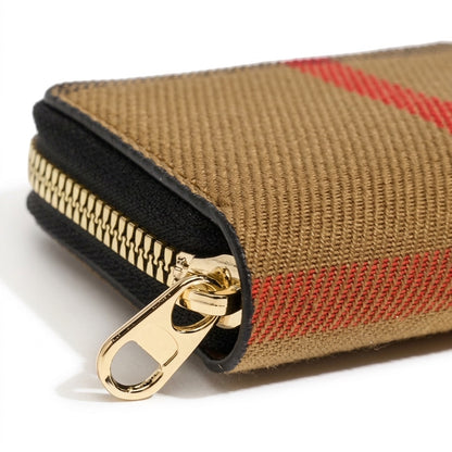 Portacarte vintage in tela stile tartan con cerniera