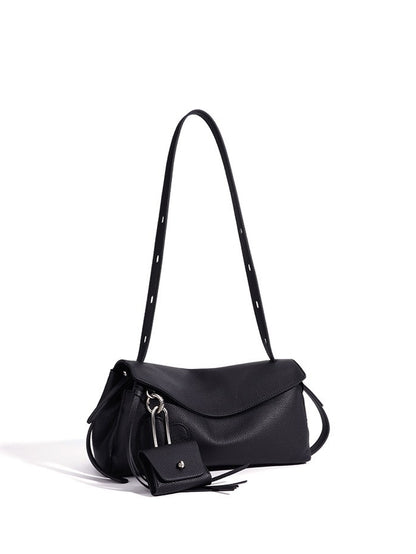 Mellow Pebbled Genuine Leather Flap Clutch Bag with Coin Pouch
