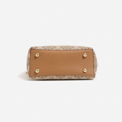 Ornate Monogram Vegan Eco-Leather Mini Tote Clutch Bag
