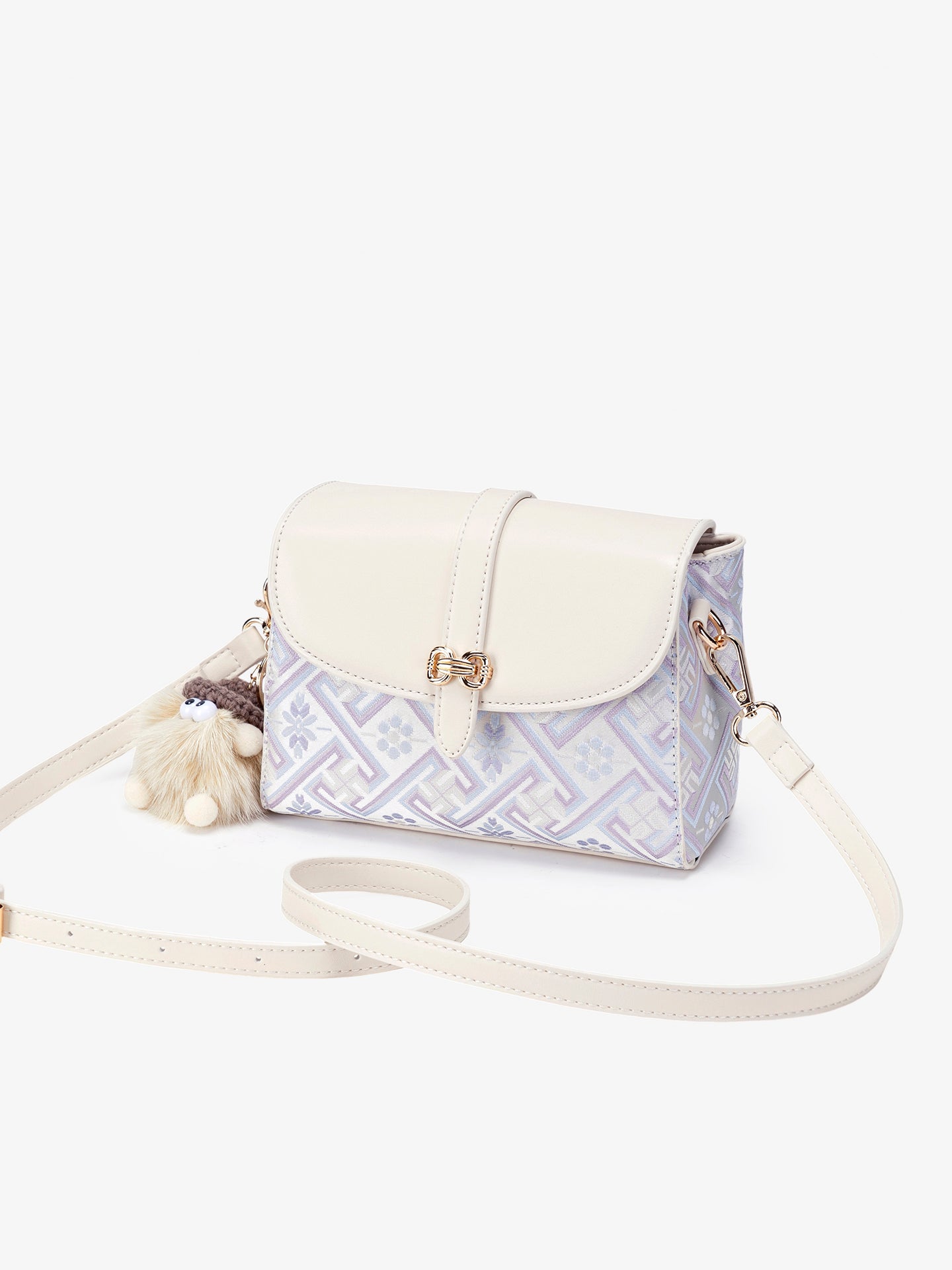 Vintage Oriental Embroidery Vegan Eco-leather Clutch Bag with Playful Charm