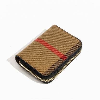 Portacarte vintage in tela stile tartan con cerniera