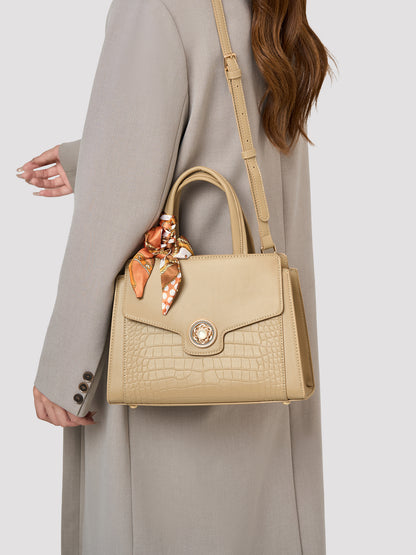 Sophisticated Croc Embossed Vegan Eco-Leather Satchel Clutch Bag
