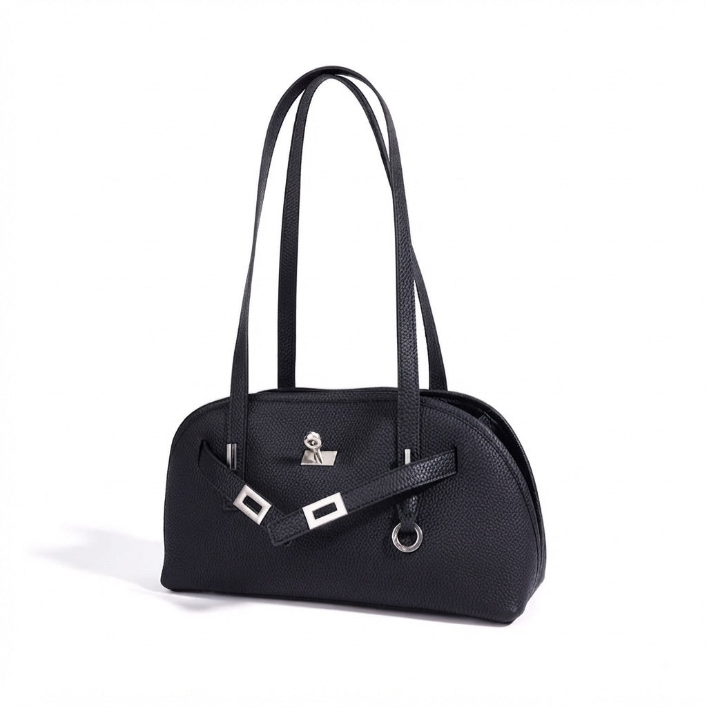 Borsa pochette a mezzaluna capiente in vera pelle dai colori vivaci