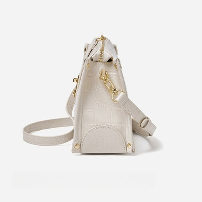 Vintage Schultertasche mit Griff aus glänzendem Krokodilleder