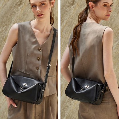 Silky Matte Genuine Leather Envelope Flap Clutch Bag