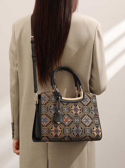 Luxurious Vegan Eco-Leather Jacquard Clutch Bag