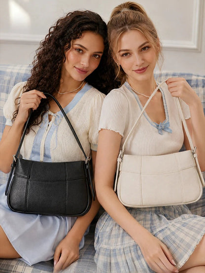 Effortless Genuine Leather Quilted Hobo Clutch Bag