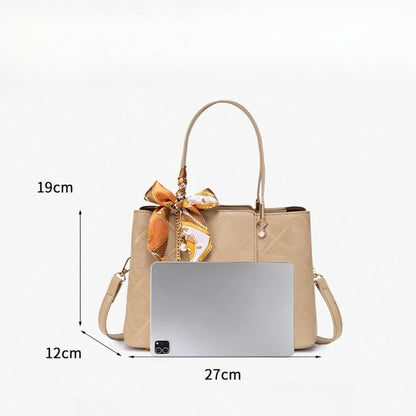 Timeless Vegan Eco-Leather Clutch Bag with Silk Scarf Charm