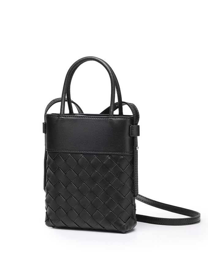 Artisan Woven Genuine Lambskin Leather Mini Clutch Bag