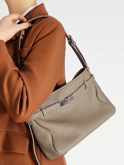 The Parisian Slouchy Genuine Leather Bag - Belted Pebble Leather Hobo