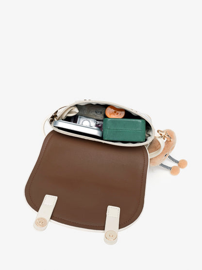 Ethereal Crane Pattern Vegan Eco-Leather Mini Flap Clutch Bag