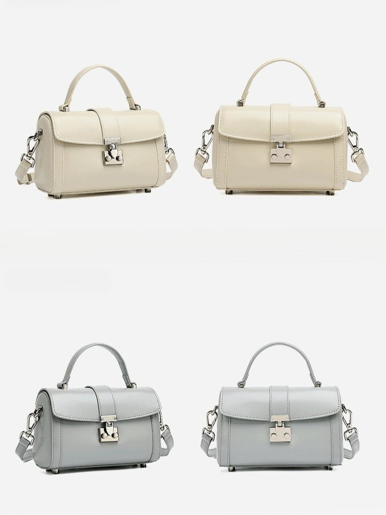 Chic Genuine Leather Cylinder Box Clutch Bag