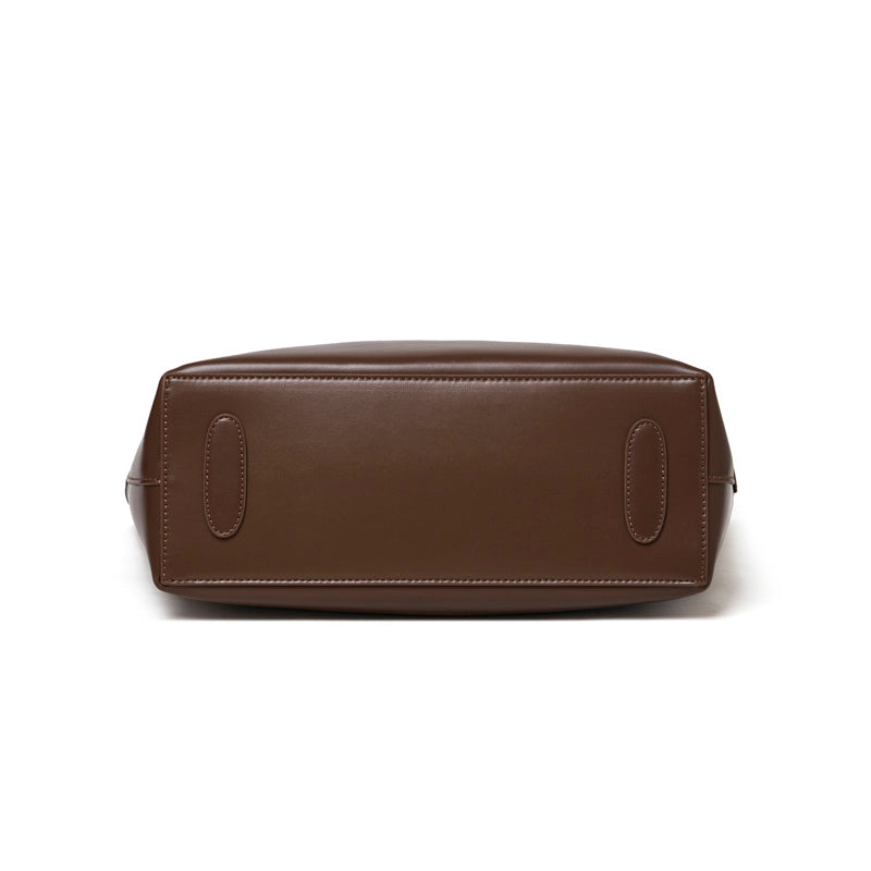 Set di ampie borse tote semplici in vera pelle, minimaliste, da spalla