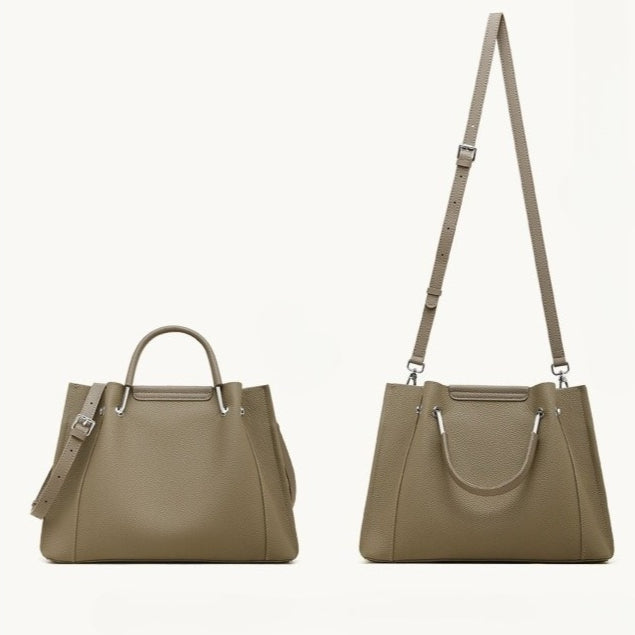 Women's Executive Trapezoid Genuine Leather Tote Bag