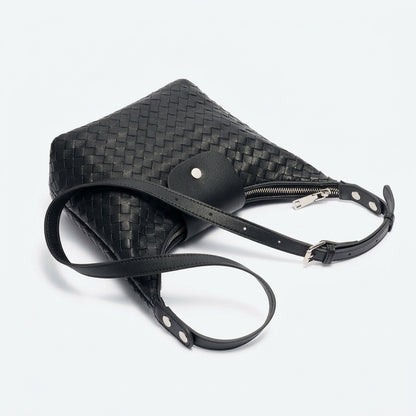 Elegant Woven Genuine Leather Hobo Clutch Bag
