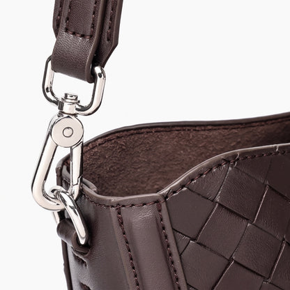 Intricate Woven Genuine Leather Saddle Clutch Bag