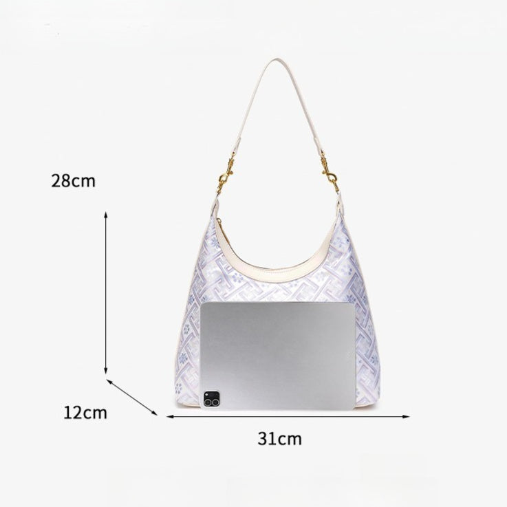 Elegant Brocade Pattern Vegan Eco-Leather Hobo Shoulder Bag