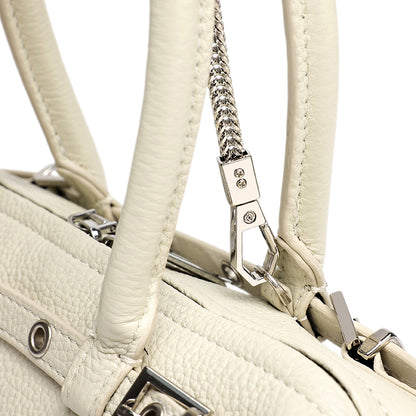 Refined Genuine Leather Petite Boston Clutch Bag with Mini Pouch