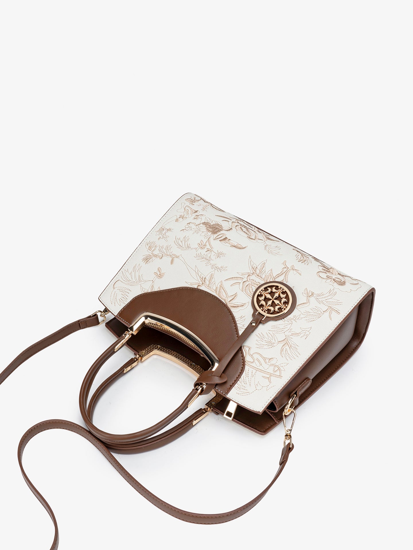 Retro Floral Contrast Vegan Eco-Leather Clutch Bag