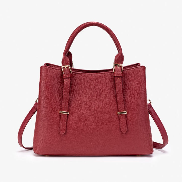 Polished Pebbled Vegan Eco-Leather Tote Clutch Bag With Teddy Charm